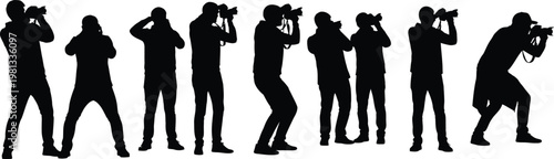 Photographers in action a silhouette series of camera operators