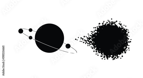 Black planet exploding into space debris