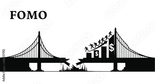 Fear of missing out concept with bridge and money