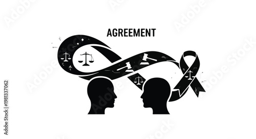 agreement between two people silhouette illustration