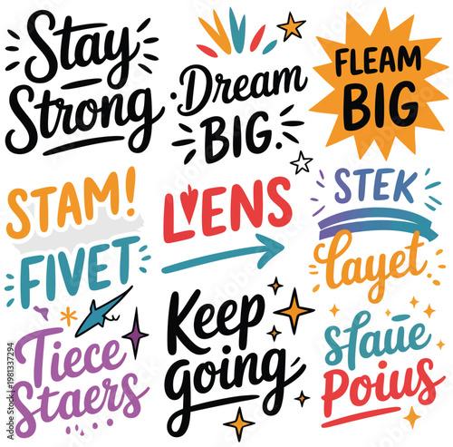Motivational Hand Lettering Collection with Positive Phrases