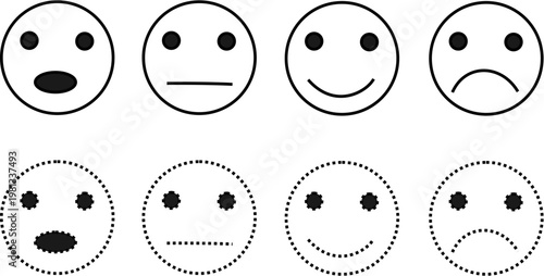Emoji rating icon set with smiley faces feedback scale satisfaction review concept isolated on transparent background