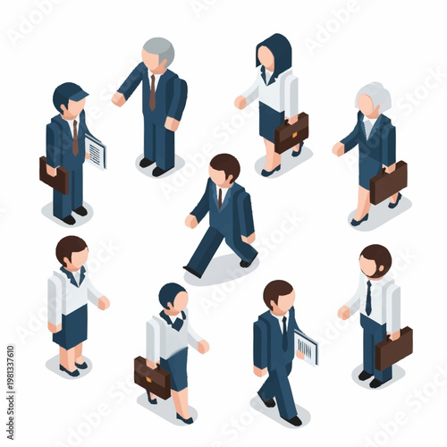 Business People Isometric Collection Professional Teamwork.
