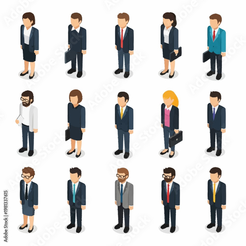 Isometric Business People Collection Professional Characters.