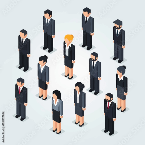 Diverse group of business professionals standing together in a circle.