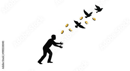 man feeding birds with bread crumbs