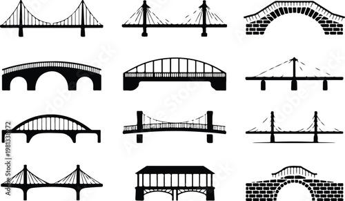 Bridge Silhouette Icon Road Structure Outline Design