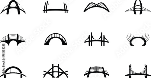 Bridge Silhouette Icon Road Structure Outline Design