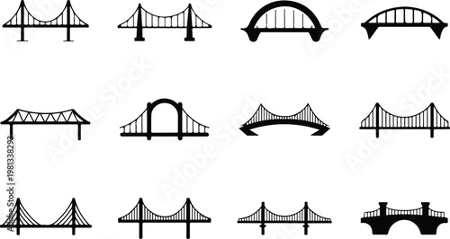 Bridge Silhouette Icon Road Structure Outline Design
