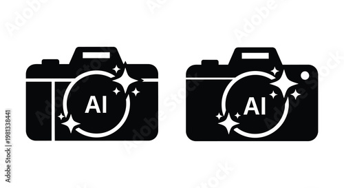Two ai powered camera icons with sparkling details a striking silhouette