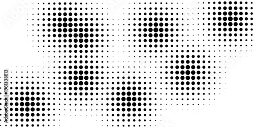 Black polka dots seamless pattern on white background. Halftone minimalist abstract wall in diagonal lines.