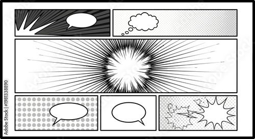 Comic book panel illustration shows explosion with speech bubbles around