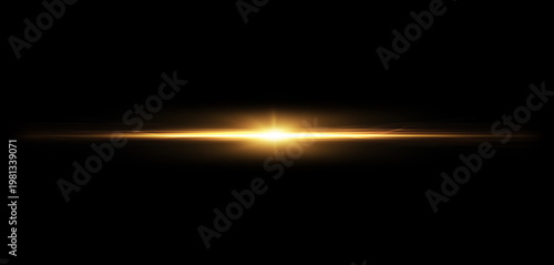 Golden soft light flare streak with smooth glow on dark background, cinematic horizontal lens overlay.