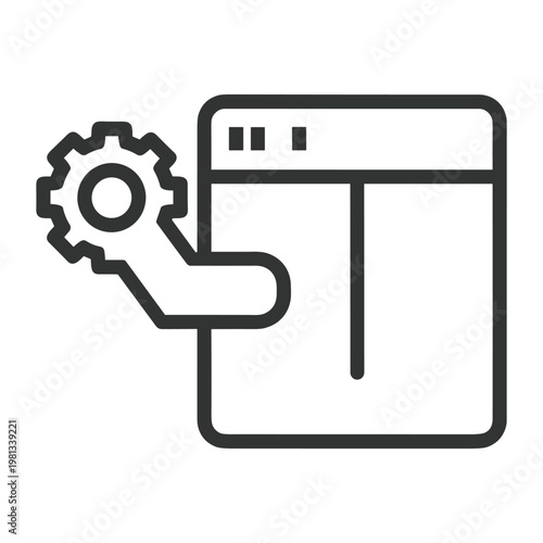 Web browser window with gear icon illustration
