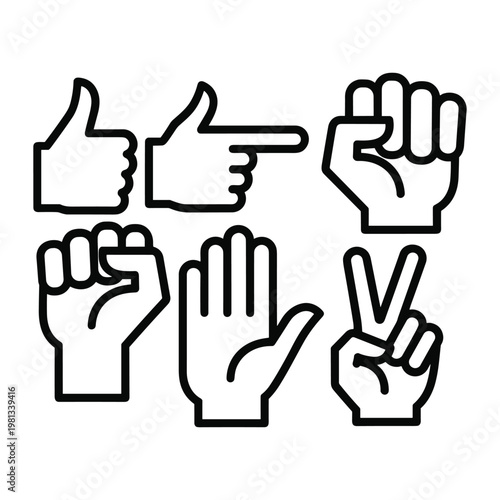 Set of modern hand gesture icons for user interface communication
