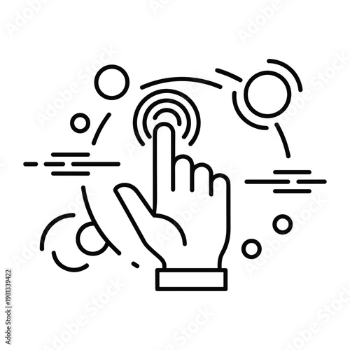 Single hand tap gesture icon for digital touch screen interaction