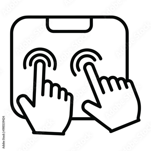 Two-finger touch screen gesture icon for mobile app navigation