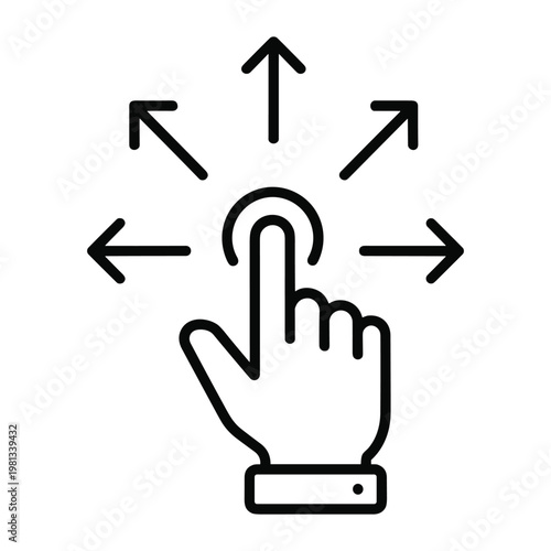 Touch screen gesture icon with directional arrows for user guidance