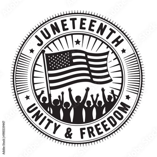 Juneteenth Celebration with American Flag and People