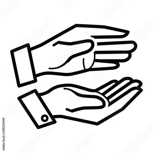 Open hands gesture icon representing support or holding something flat