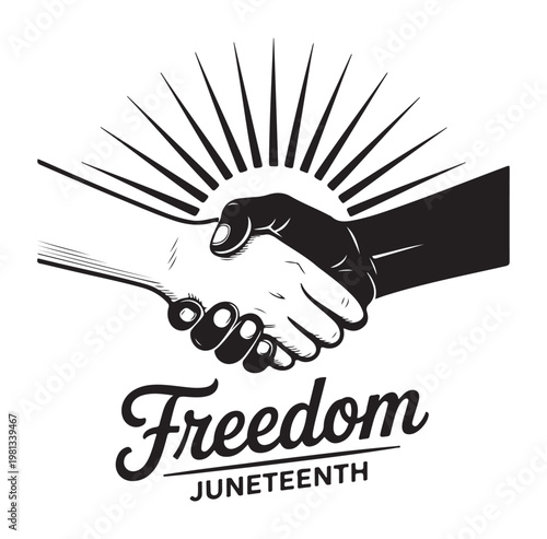 Black and White Handshake Freedom Juneteenth Celebration