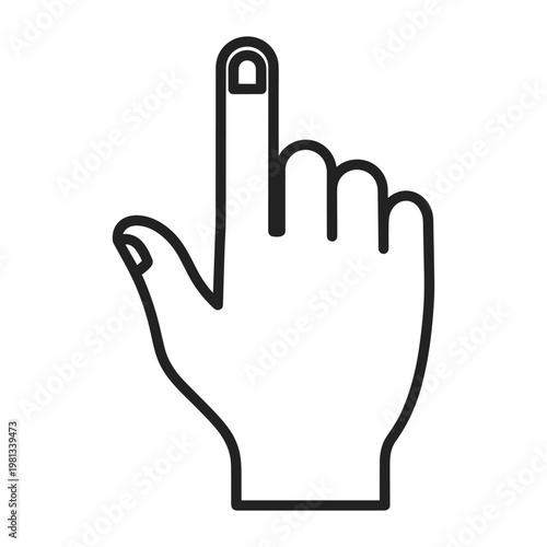 Single pointing finger gesture icon for digital touch interface design