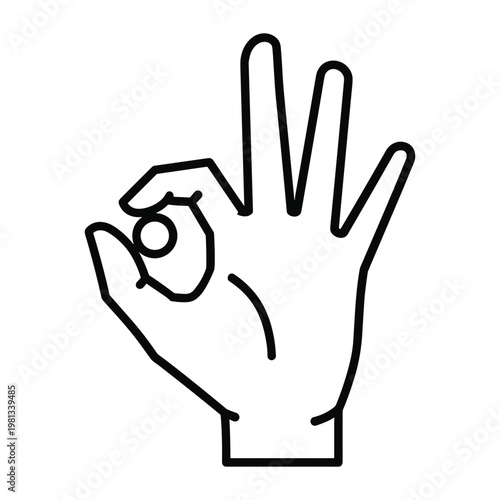 Okay hand gesture icon for positive feedback and approval design
