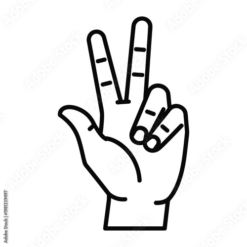 Minimalist hand gesture showing peace sign icon for digital media