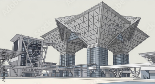 Modern Architectural Design of a Large Convention Center Building.