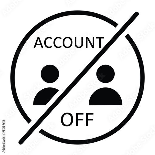 Disabled account status icon for restricted access and user account off