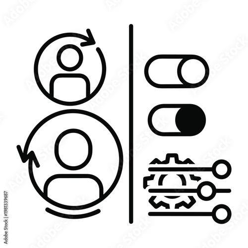 User management and system configuration icon set for web dashboards