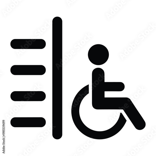 Wheelchair accessibility access ramp symbol for facility wayfinding