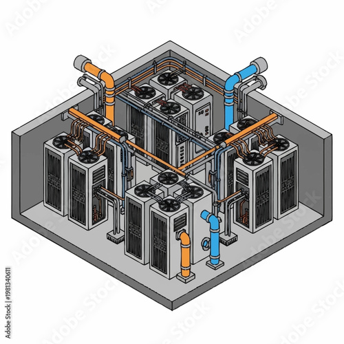 Industrial Air Conditioning System Components.