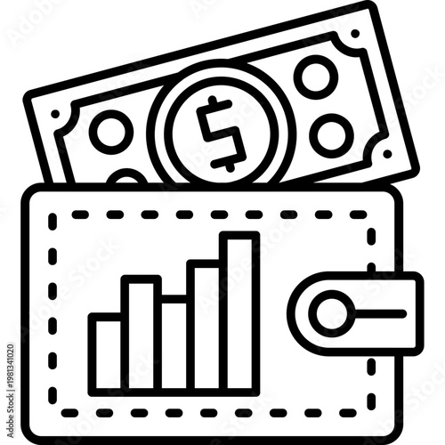 Wallet Growth Outline Icon