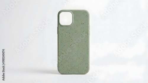 Sustainable light green mobile phone case made from biodegradable organic materials featuring a textured surface for modern smartphone device protection