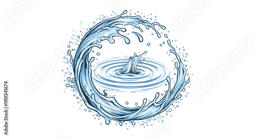 Water splash wave circle with ripples.