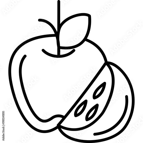 Apple Fruit Outline Icon