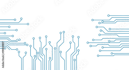 Circuit board design with blue lines.