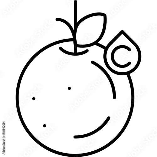 Vitamin C Orange Outline Icon