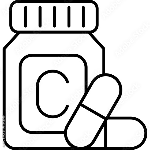 Vitamin Capsule Outline Icon