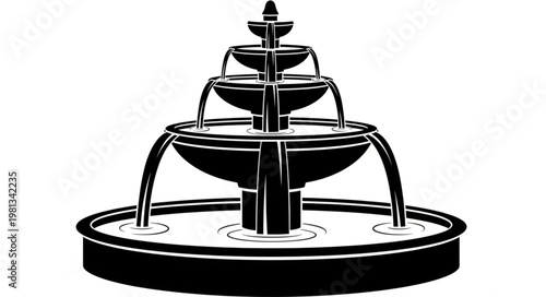 Elegant tiered water fountain with cascading water streams.