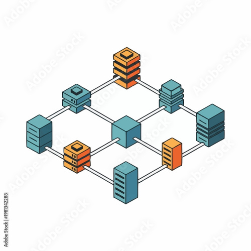 Servers connected in a network.