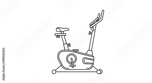 Exercise bicycle stationary bike line art drawing.