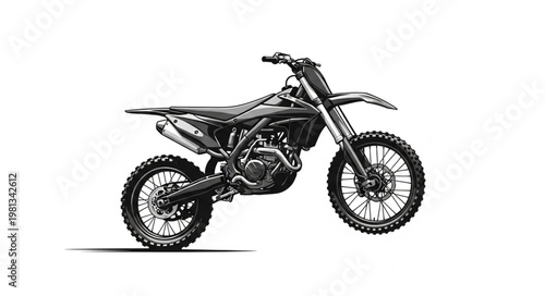 Modern Dirt Bike Motorcycle Isolated on White Background.