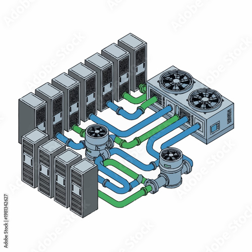 Industrial air conditioning system components.