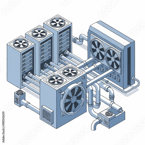Industrial Cooling System with Fans.