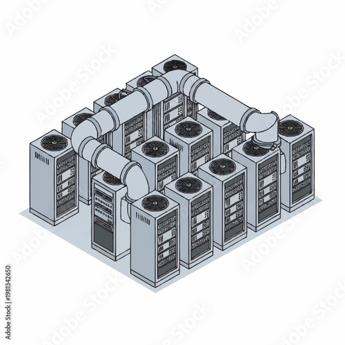 Industrial air conditioning units stacked.