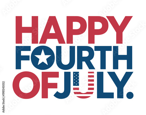 Happy fourth of july celebratory text with american flag elements