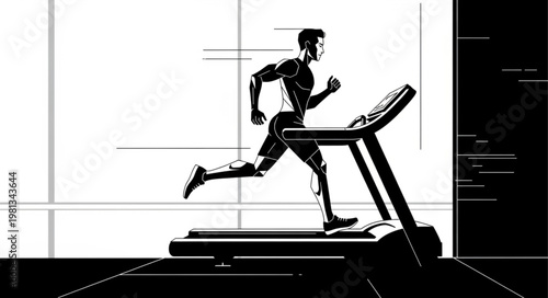 Man running on treadmill in a gym for fitness.