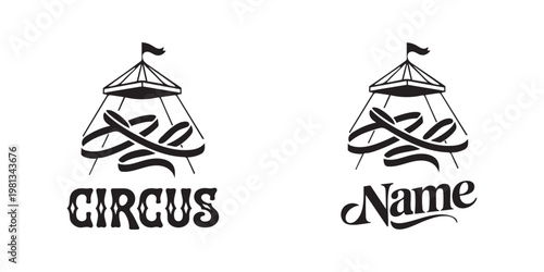Vintage Circus Tent Logo Design Set